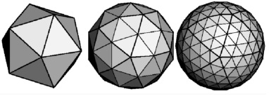 Tessellation einer Kugeloberfläche mit Dreiecken