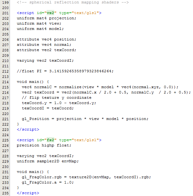 Sourcecode Spährisches Reflection-Mapping